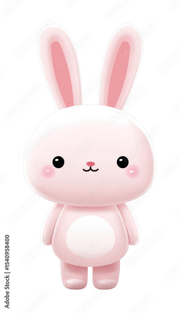 Obraz premium Cute pink bunny character animation whimsical style joyful atmosphere front cut out png