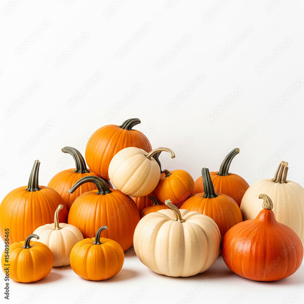 autumn white background with pumpkins for thanksgiving autumn white background with pumpkins for thanksgiving
