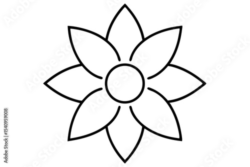 Simple Black Outline Drawing Eight Petal Flower eight petals