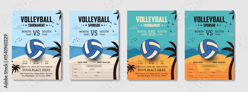 volleyball, tournament, beach, sport, event, flyer, poster, advertisement, competition, game, summer, tropical, palm tree, sand, ocean, sea, sky, blue, orange, retro, vintage, design, graphic, illustr