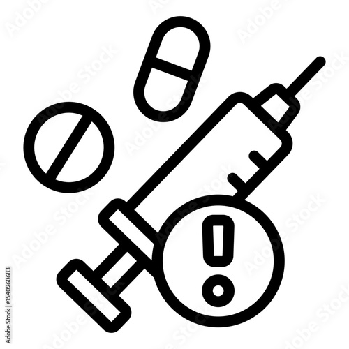 syringe outline icon for overdose drug danger