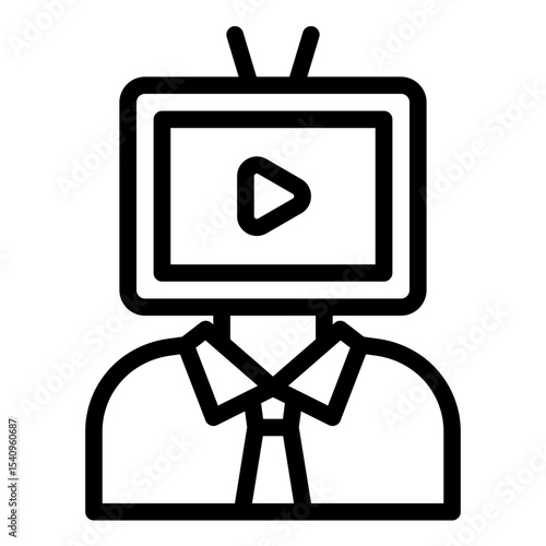 television head outline icon for media binge behavior