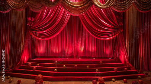 theater stage with red curtains