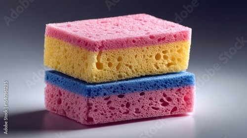 High-Quality Stock image of two cleaning sponges stacked.