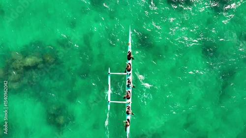 Lanikai oc-6 paddling canoe close up bird's eye view
