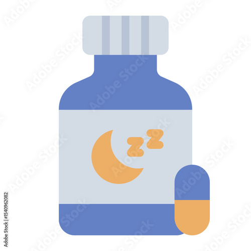 sleep aid flat icon for sedative medication misuse