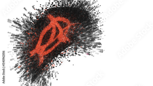 vector 3d flag with a splash of paint dots, explosion of colored dots