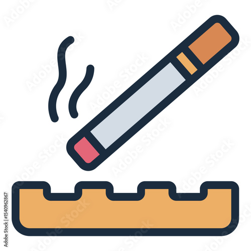 smoking cigarette filled line icon for nicotine addiction