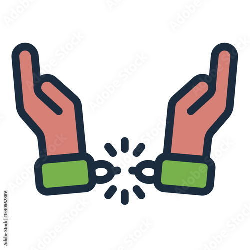 broken chain filled line icon for addiction recovery concept