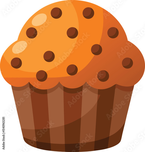 Cute Muffin Vector Illustration in Flat Cartoon Style