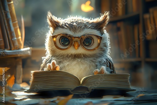 Wise Owl Reading a Book