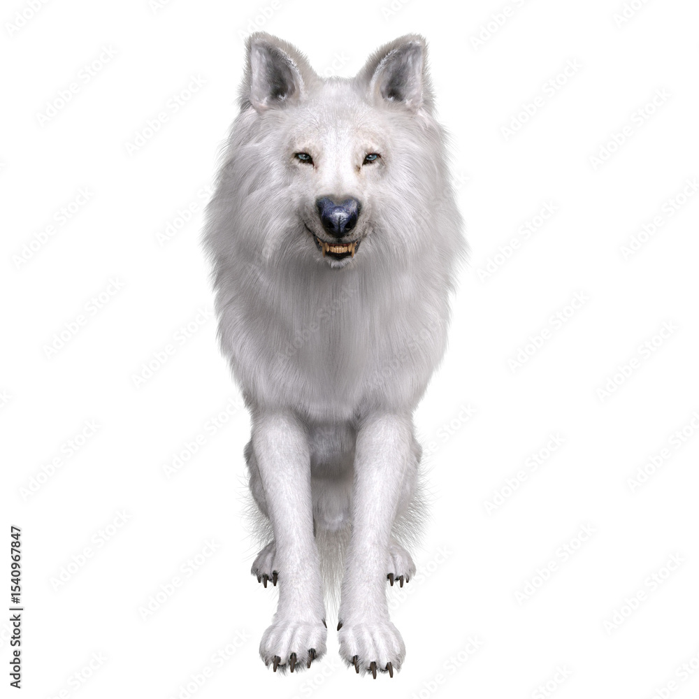 Fototapeta premium 3D rendered white fantasy wolf isolated on transparent background