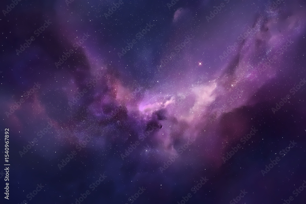 Fototapeta premium Majestic Purple Cosmic Nebula with Meteor Shower Effect Purple Cosmic Cloud Band Across Stardust Galaxy