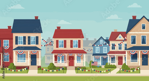 Celebrating USA Independence State & Federal Holiday Spirit in Suburban Neighborhoods
