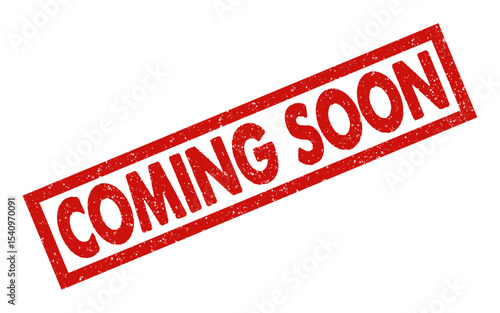 Photos Coming Soon red ink rubber stamp sign symbol seal badge dusty grunge effect upco