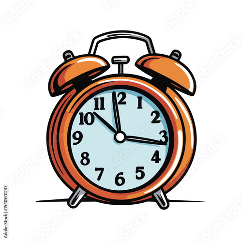 Vintage Retro Alarm Clock Icon Over White Background Vector Illustration
