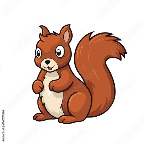 Vector Illustration of a Cute Squirrel Cartoon Icon Animal for Multiple Usages