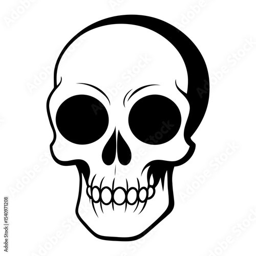 Quirky skull cartoon exaggerated features humorous vector for meme culture joke products and eccentric branding