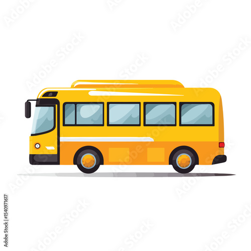 Yellow Bus Public Transport Vehicle Icon Vector Illustration