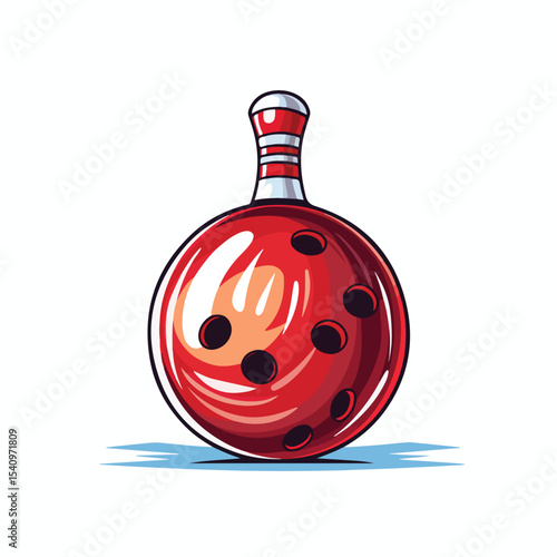 Professional Bowling Ball and Pin Game Equipment Line Vector Illustration