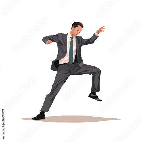 Professional Businessman in Challenging Pose Vector Icon for Business Concepts