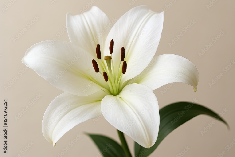 Fototapeta premium Pure white lily flower photography showcasing elegant floral beauty and botanical perfection