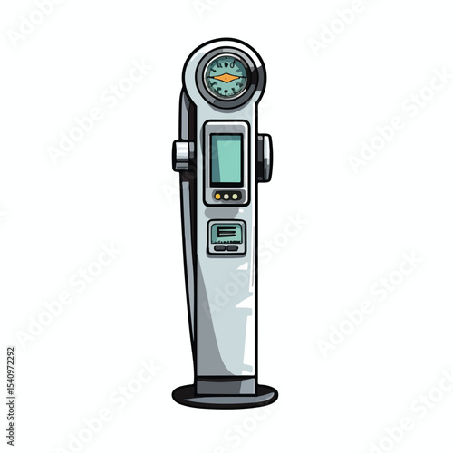 Modern Car Vehicle and Parking Meter Design Vector Illustration for Urban Transportation Services