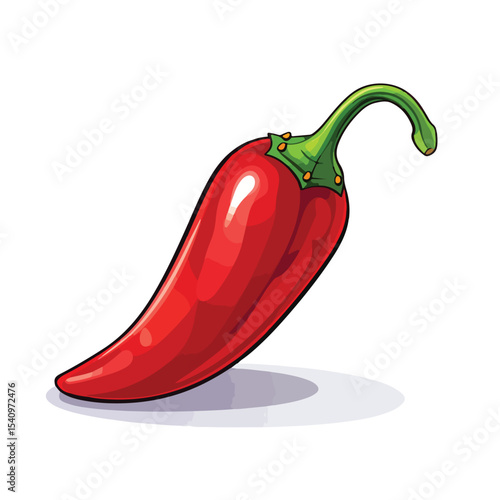 Colorful Cartoon Vector Illustration of Spicy Chilli Vegetable - Isolated Graphic