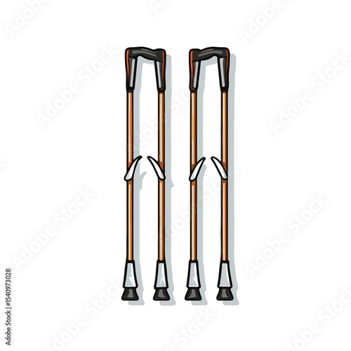 Professional Crutches Icon Design Vector Illustration for Medical Websites and Apps