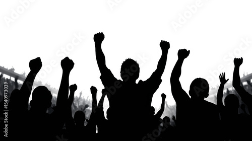 Celebration of unity stadium crowd silhouette outdoor event low angle social issues cut out png