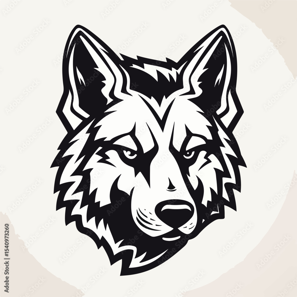 Fototapeta premium Dog Head Animal Emblem Icon for Team Force Letter Design
