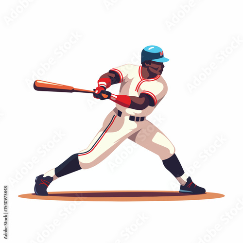 Professional Flat Design Baseball Player Icon Vector Illustration for Sports Websites and Apps