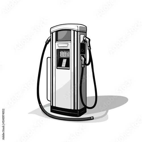 Professional Fuel Dispenser and Barrel on Ground in Black and White Environment