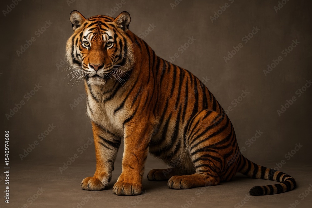 Obraz premium Majestic Bengal tiger portrait isolated against clean white background for wildlife conservation photography