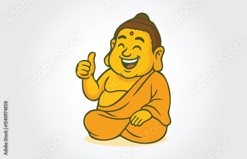 Happy Buddha Mascot Cartoon Character Logo Template
