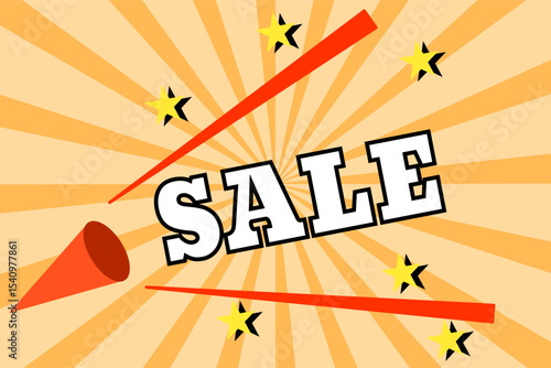 SALEの英単語が目立つセール告知イラスト
