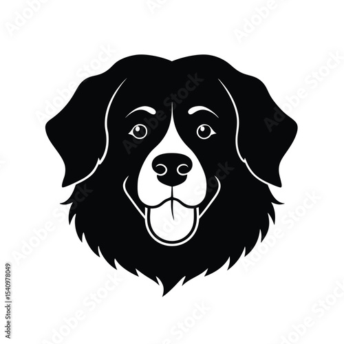 Black silhouette of a bernese mountain dog head perfect for banners advertisements and logos