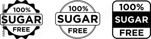 100% Sugar Free Badge – Healthy Product Label Design

