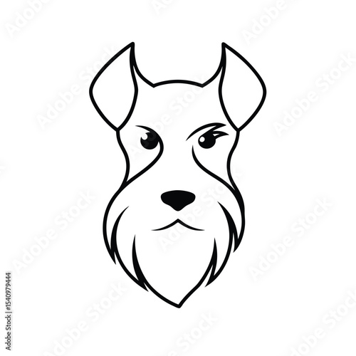 Black silhouette of a miniature schnauzer head perfect for pet related banners advertisements and designs