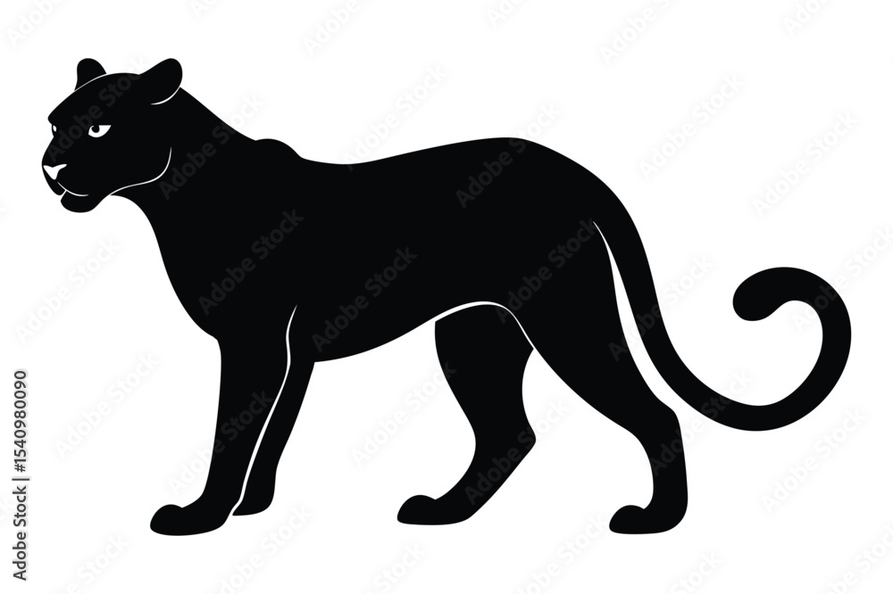 Fototapeta premium Silhouette of a cheetah crouching low and focused vector illustration.