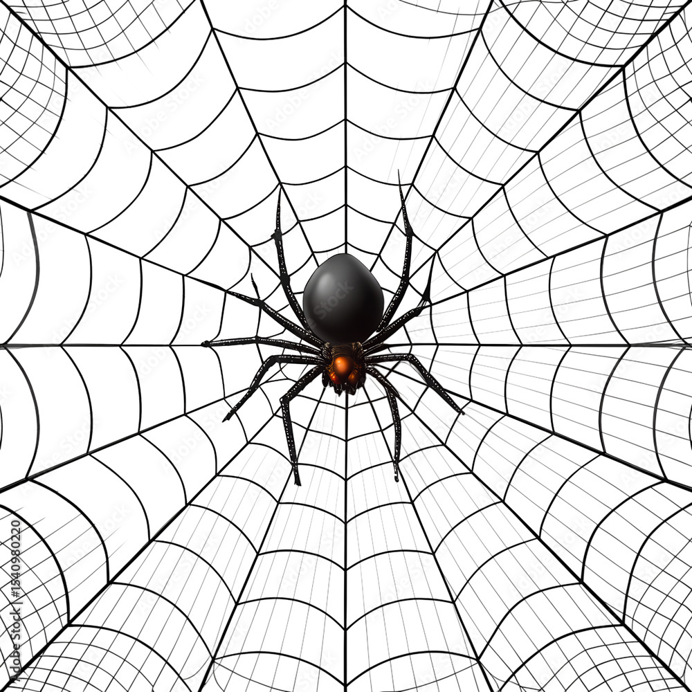 Obraz premium spider on web isolated on white background 