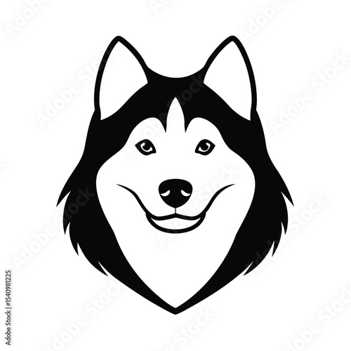 Alaskan malamute dog head silhouette black and white vector graphic for banners logos and advertisements