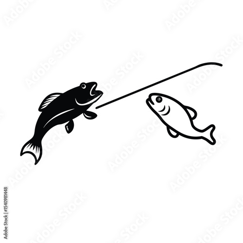 Classic bass fish attacking topwater frog lure detailed vector illustration of a bass striking a frog lure