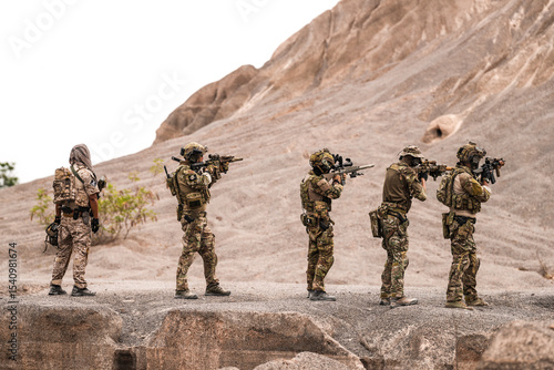 Photos Special Forces Team Standing Together in Desert Mountain Terrain – Tactical Sold