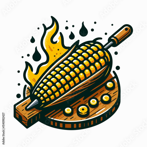 grilled corn vector illustration