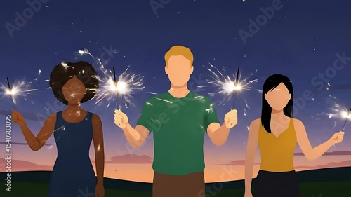 USA Independence Day Celebrating Federal Statehood with Fireworks