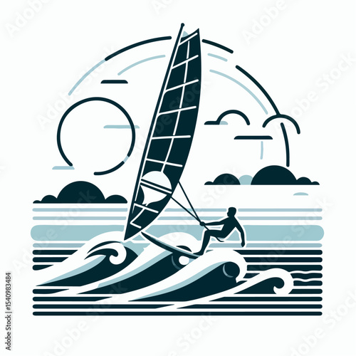 windsurfing vector illustration