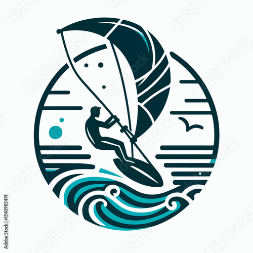 windsurfing vector illustration