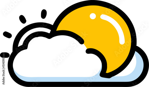Cartoon Sun and Cloud Partly Sunny Weather Icon symbol