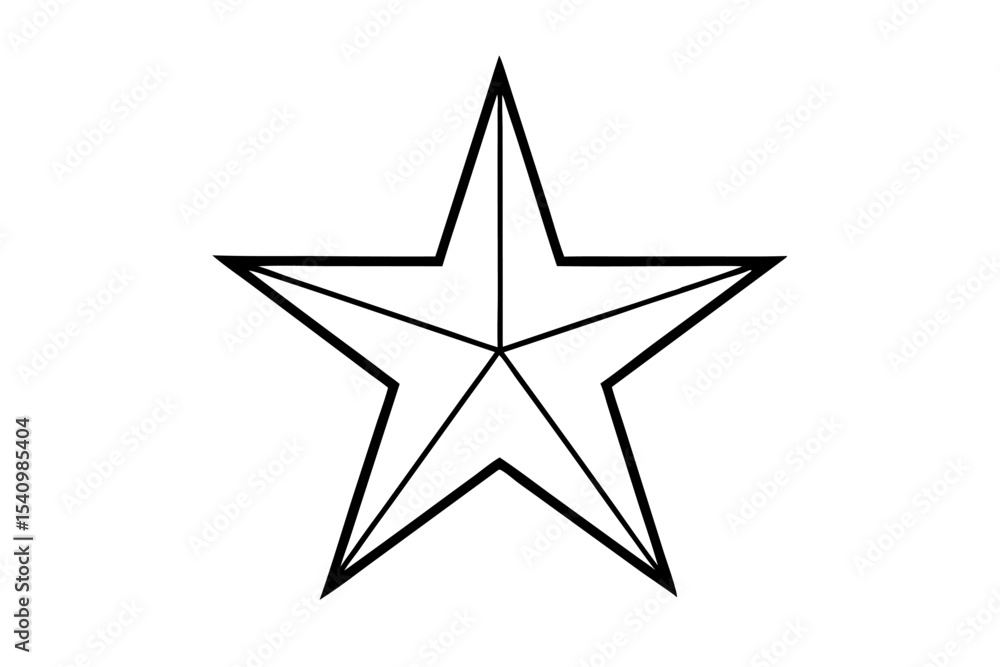 Obraz premium Monochrome Line Art Perfectly Symmetrical Five Pointed Star